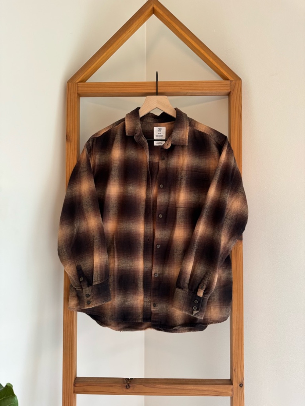 GAP Brown and Cream Plaid Shacket